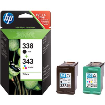 Hp 338/343 Ink Cartridge, Black, Cyan, Magenta, Yellow, SD449EE (package 2 each)